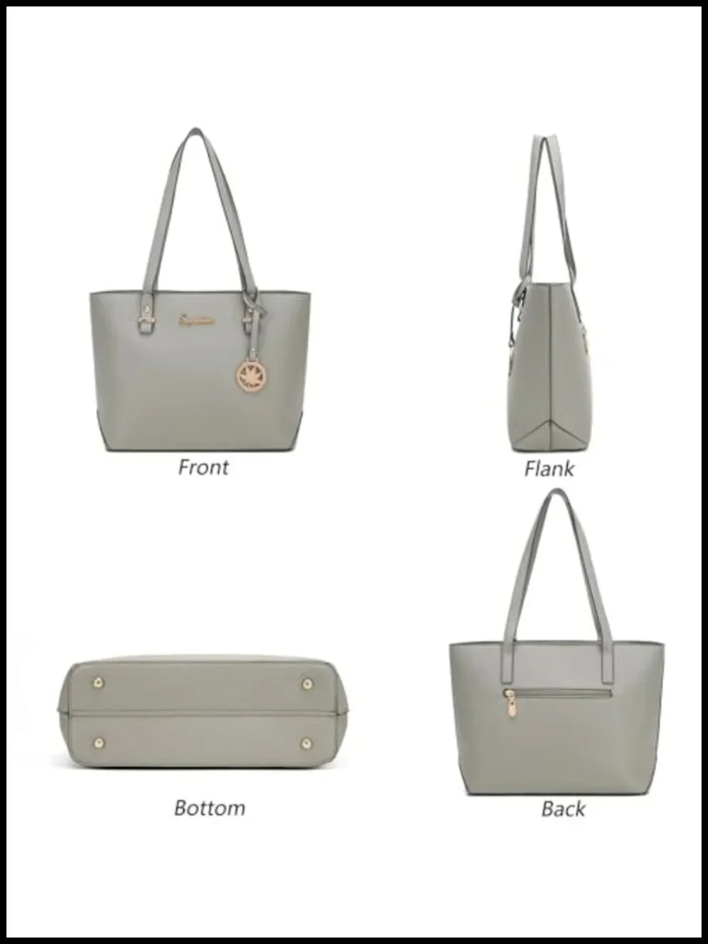 Synthetic Leather Shoulder Tote Bag Satchel Set 5pcs